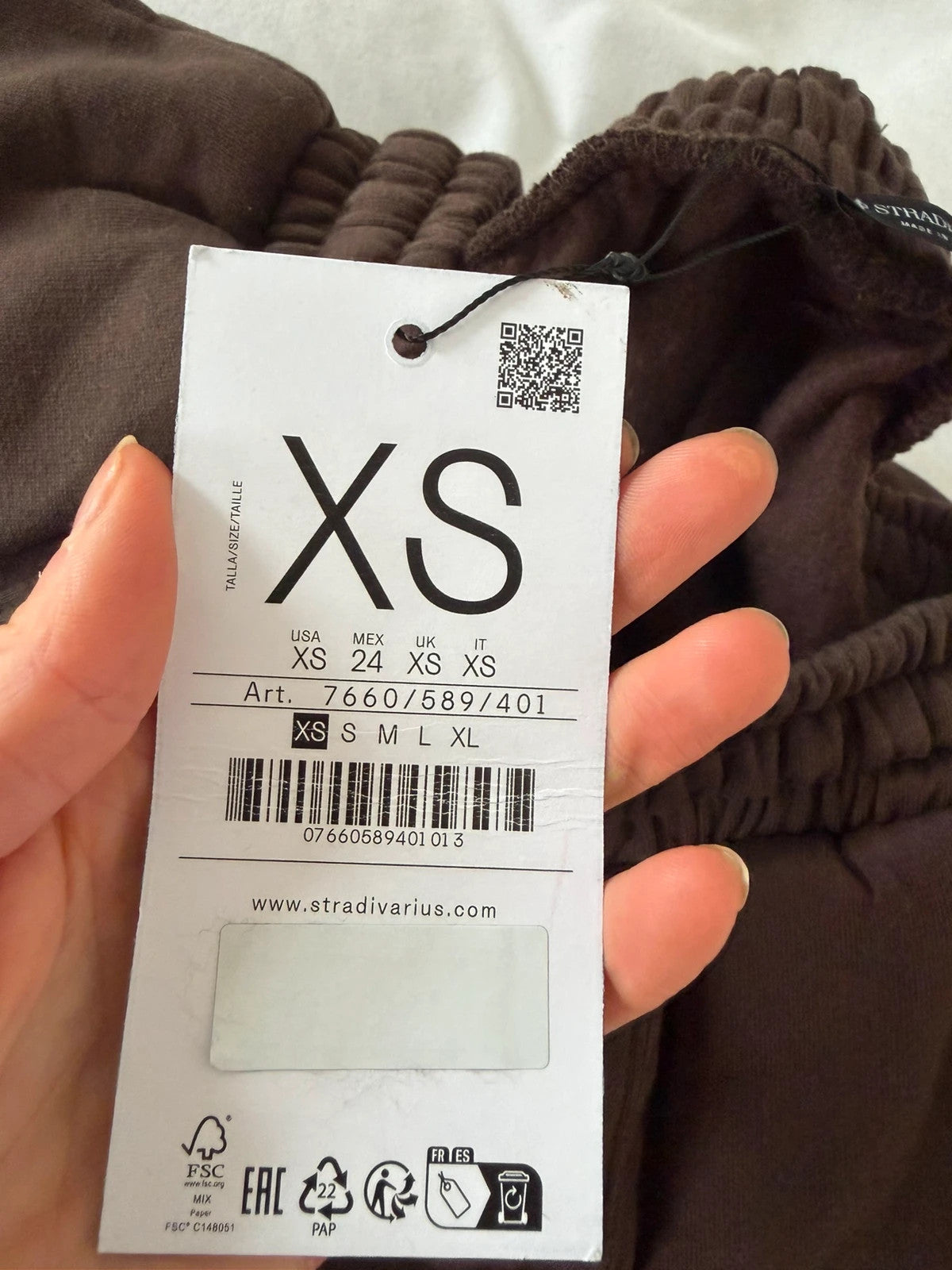 Stradivarius women ballon plush tracksuit bottom casual sport joggers cotton rich dark brown XS/6