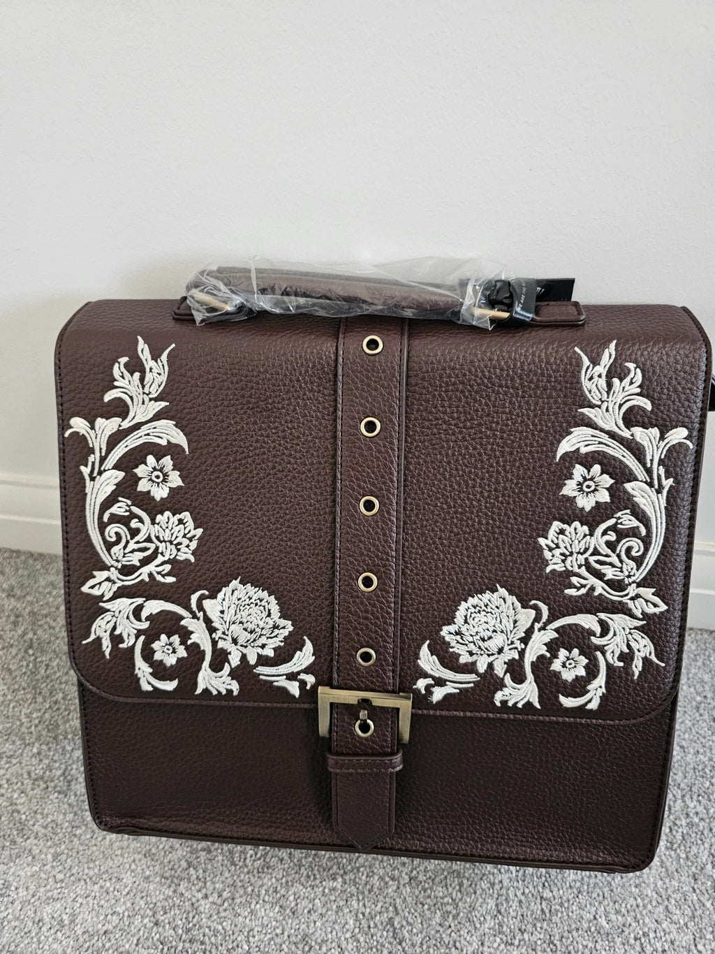 Killstar women midnight rose backpack floral embroidery handbag satchel pocket zipper brown