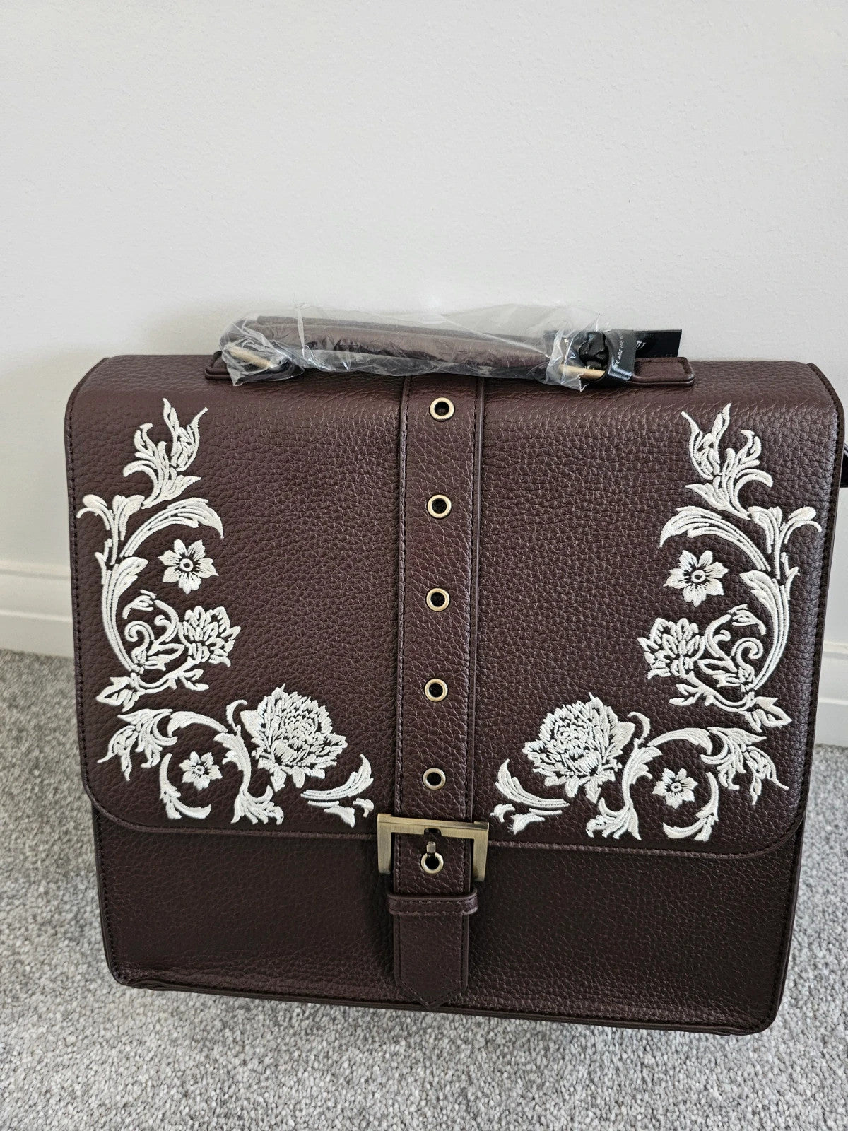 Killstar women midnight rose backpack floral embroidery handbag satchel pocket zipper brown