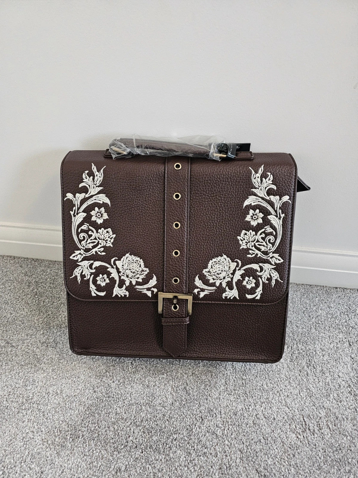 Killstar women midnight rose backpack floral embroidery handbag satchel pocket zipper brown