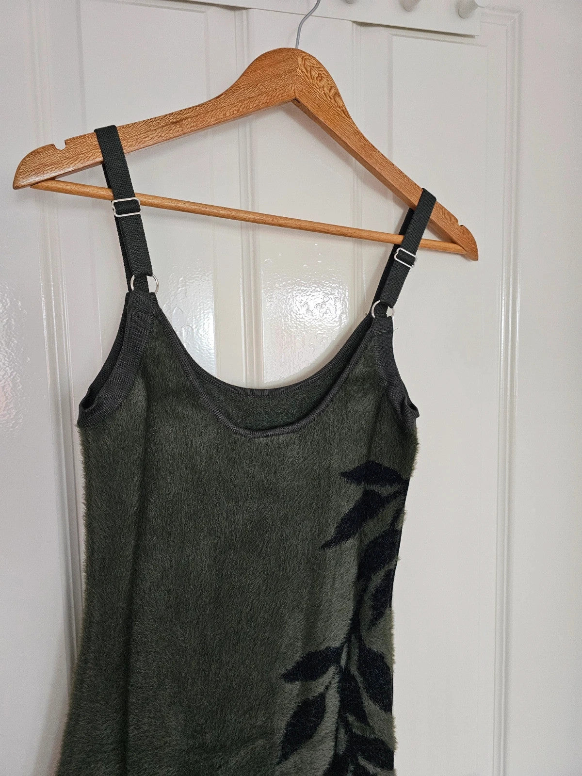 Killstar women grim ferns midi dress fluffy knitted fabric sleeveless bodycon green/black S/8