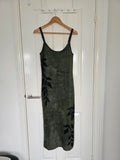 Killstar women grim ferns midi dress fluffy knitted fabric sleeveless bodycon green/black L/12