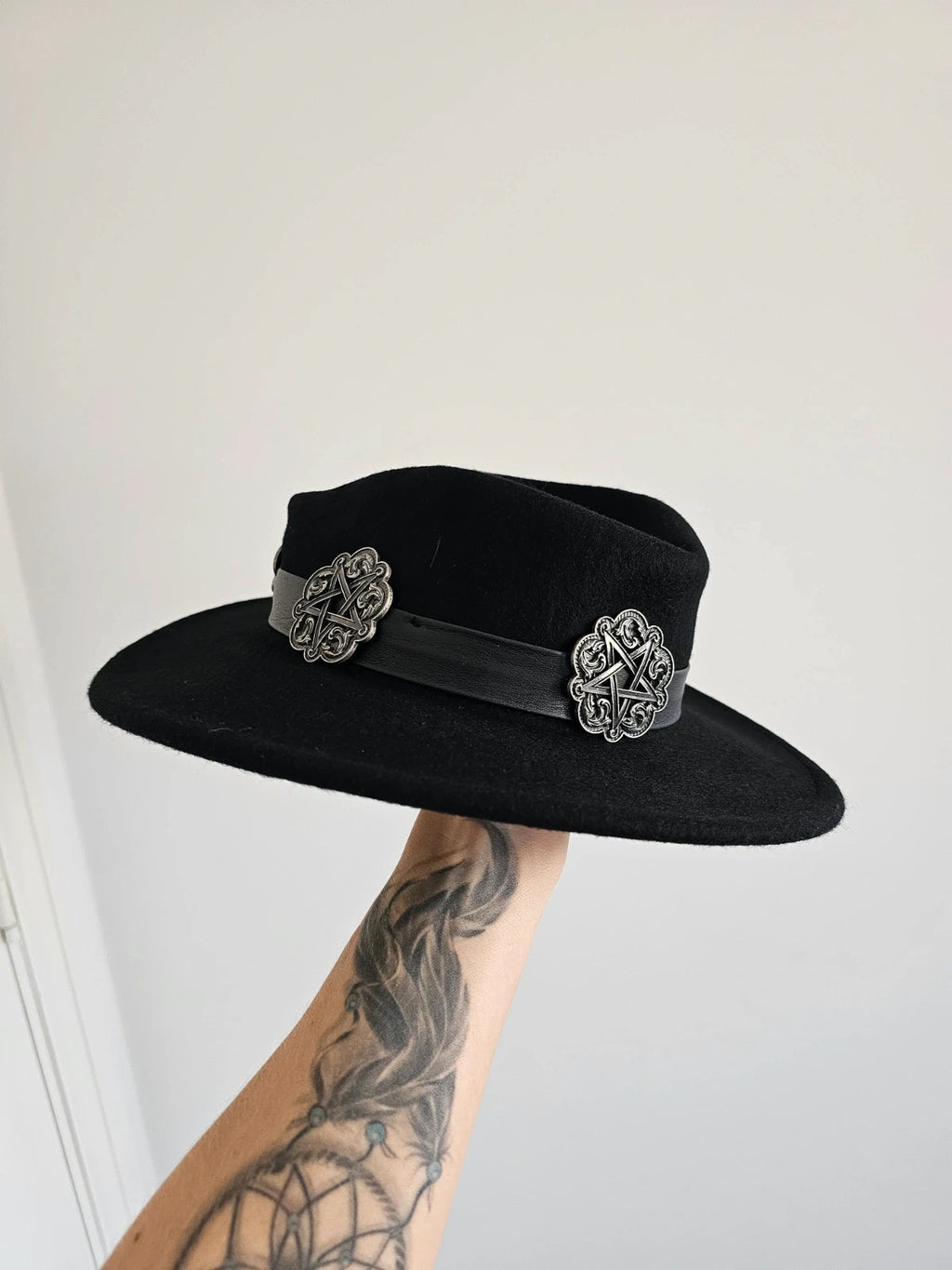 Killstar women mystic maven concho hat wool gothic fedora style black one size