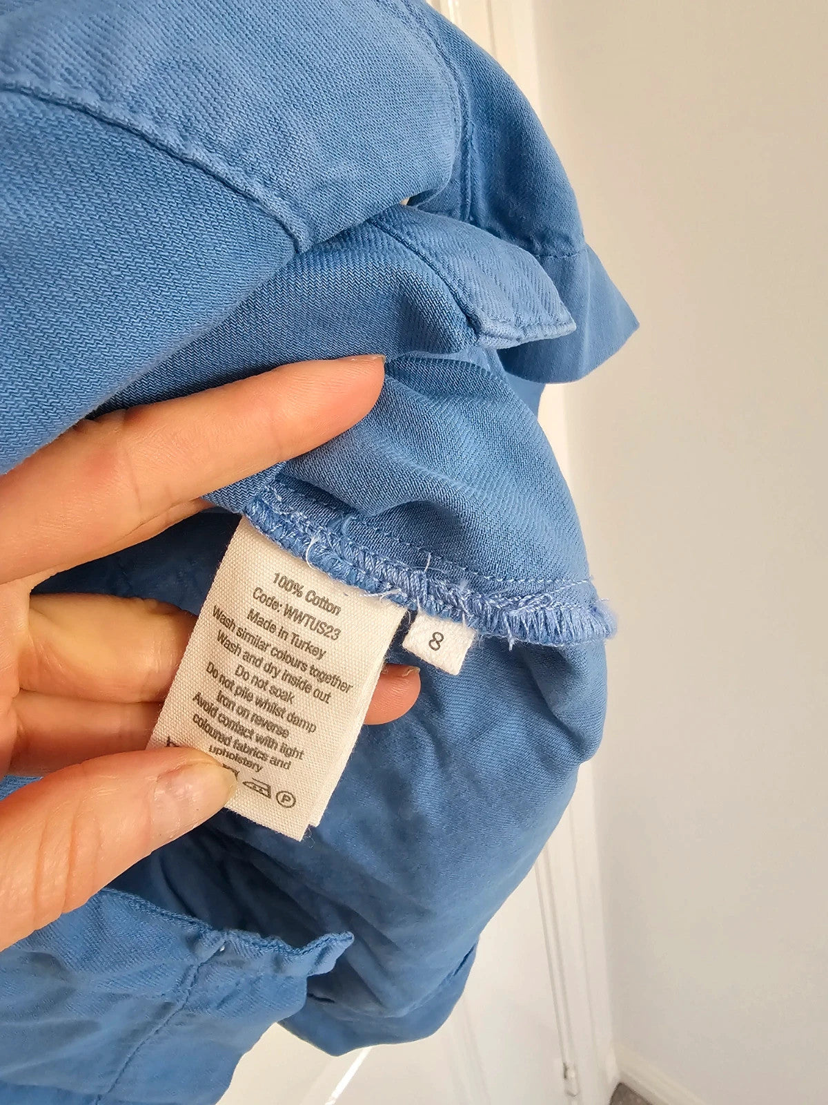 Toast women garment dyed denim shirt cotton long sleeve patch pocket workwear jacket blue S/8