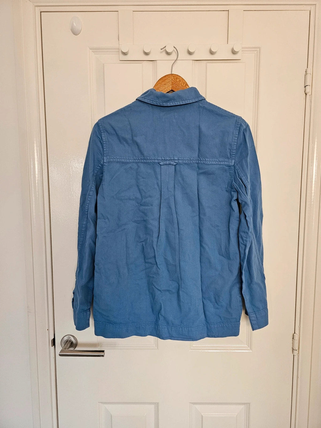 Toast women garment dyed denim shirt cotton long sleeve patch pocket workwear jacket blue S/8