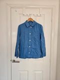 Toast women garment dyed denim shirt cotton long sleeve patch pocket workwear jacket blue S/8