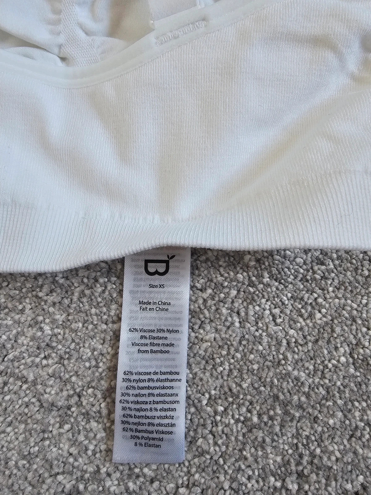 Boody women full bust wireless T-shirt bra underwear bamboo seamfree padded white XS/6