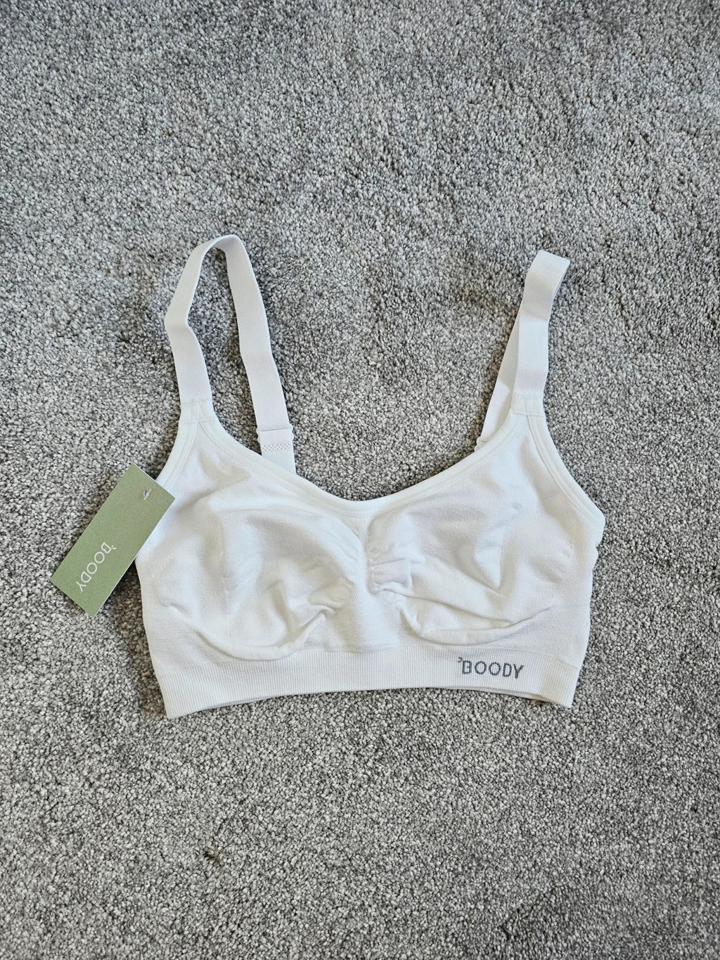 Boody women full bust wireless T-shirt bra underwear bamboo seamfree padded white XS/6