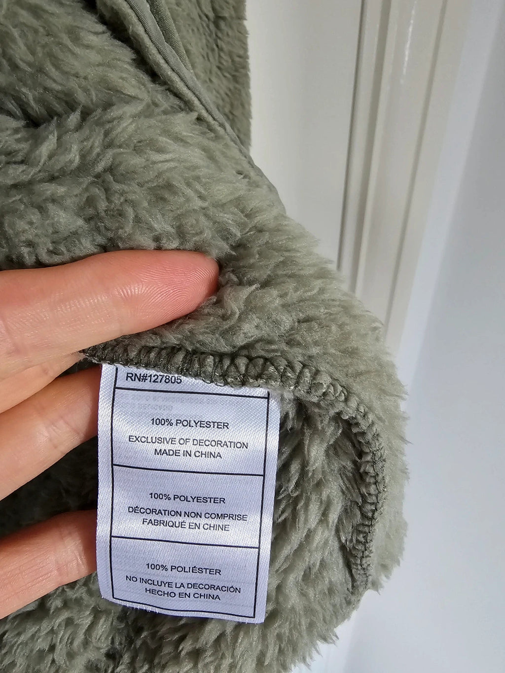 Reebok women double monkey fleece jacket sherpa utility high collar full zip reinforced green/sage L