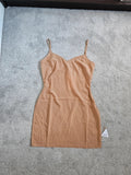 Nadine Merabi women beige/nude slipp mini dress spaghetti straps V-neck seamless base layer UK10