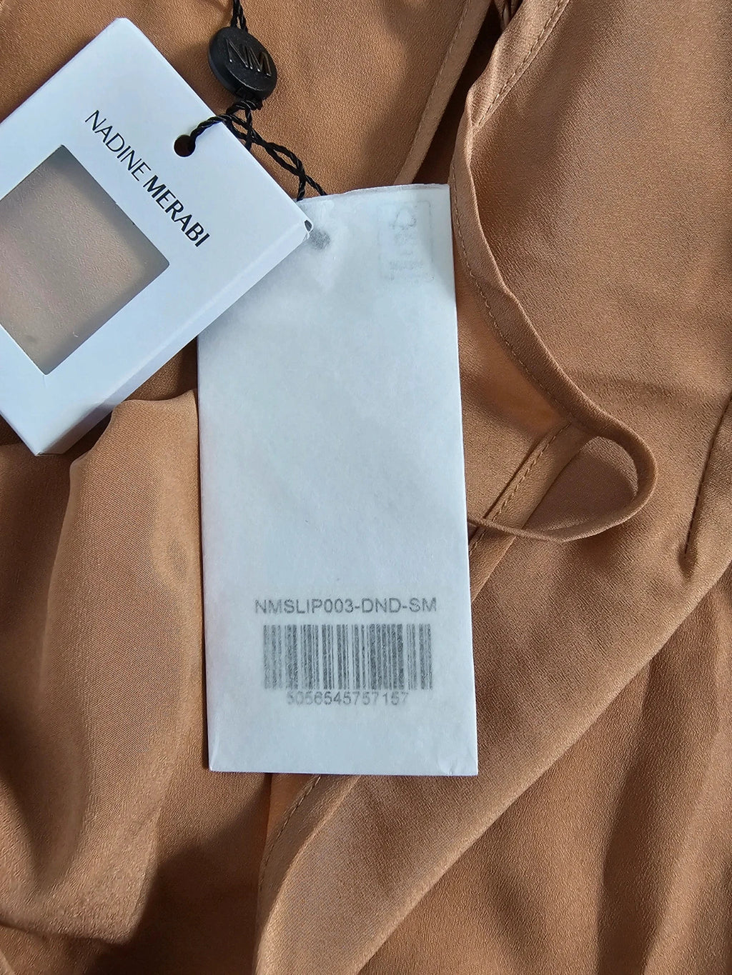 Nadine Merabi women beige/nude slipp mini dress spaghetti straps V-neck seamless base layer UK10