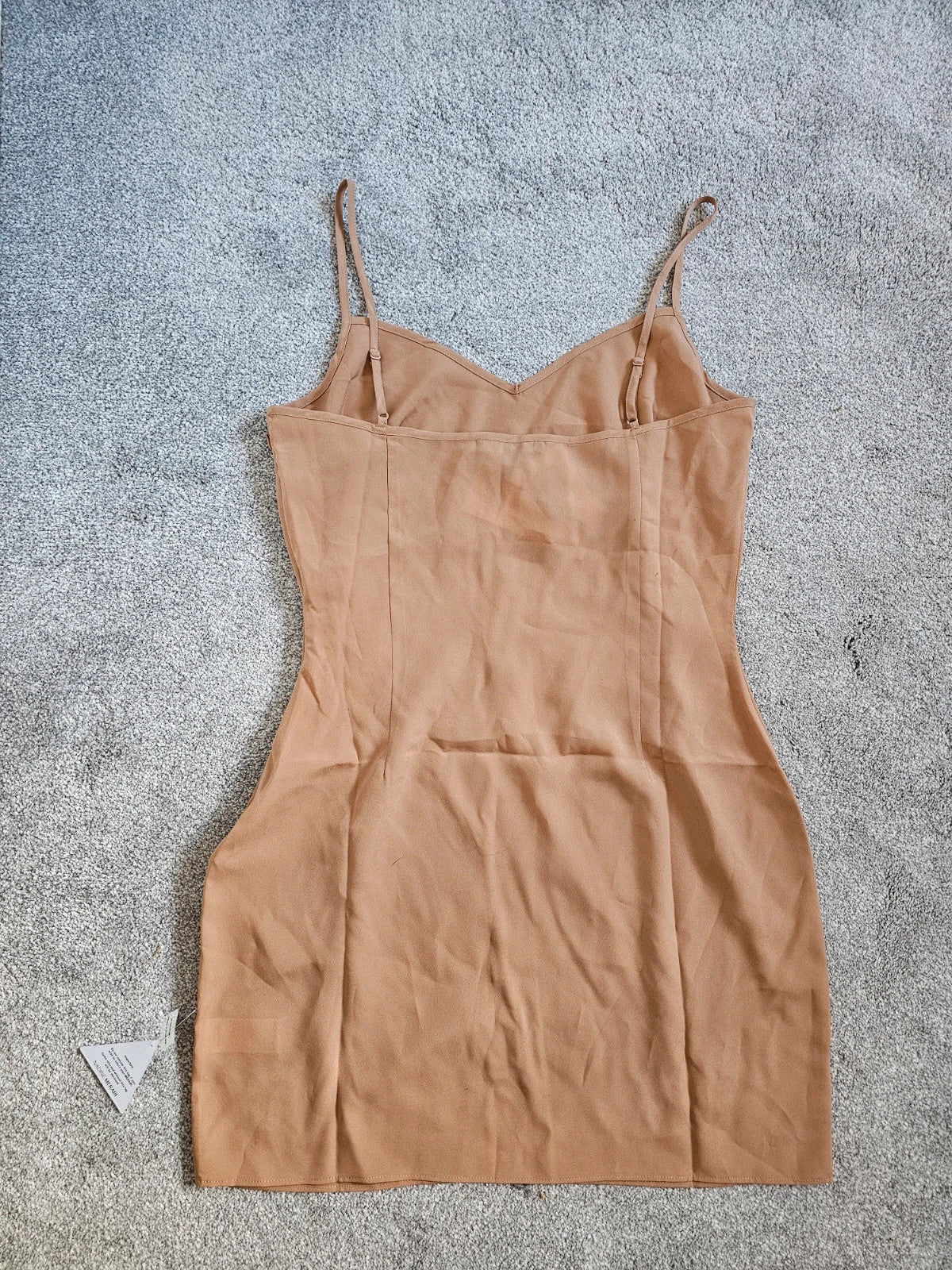 Nadine Merabi women beige/nude slipp mini dress spaghetti straps V-neck seamless base layer UK10