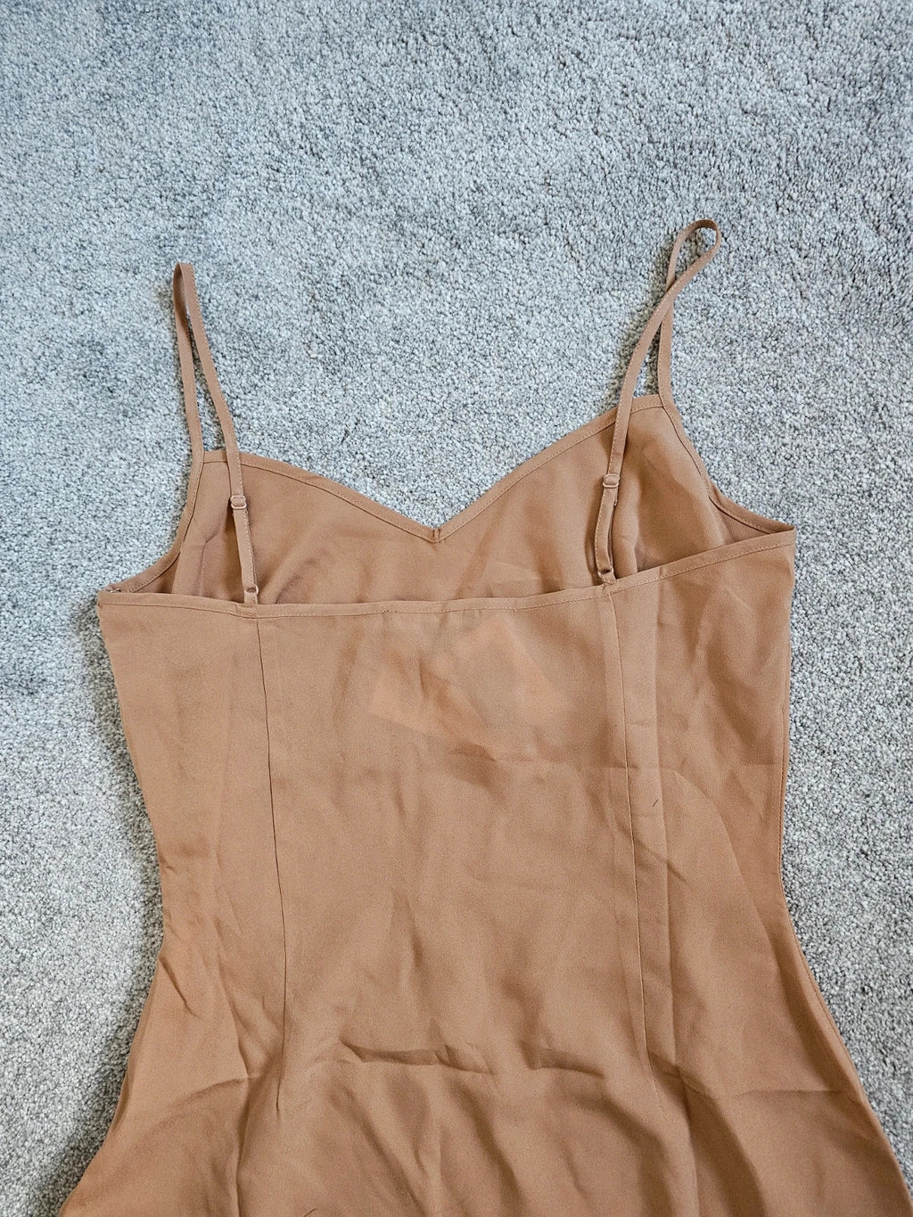 Nadine Merabi women beige/nude slipp mini dress spaghetti straps V-neck seamless base layer UK10