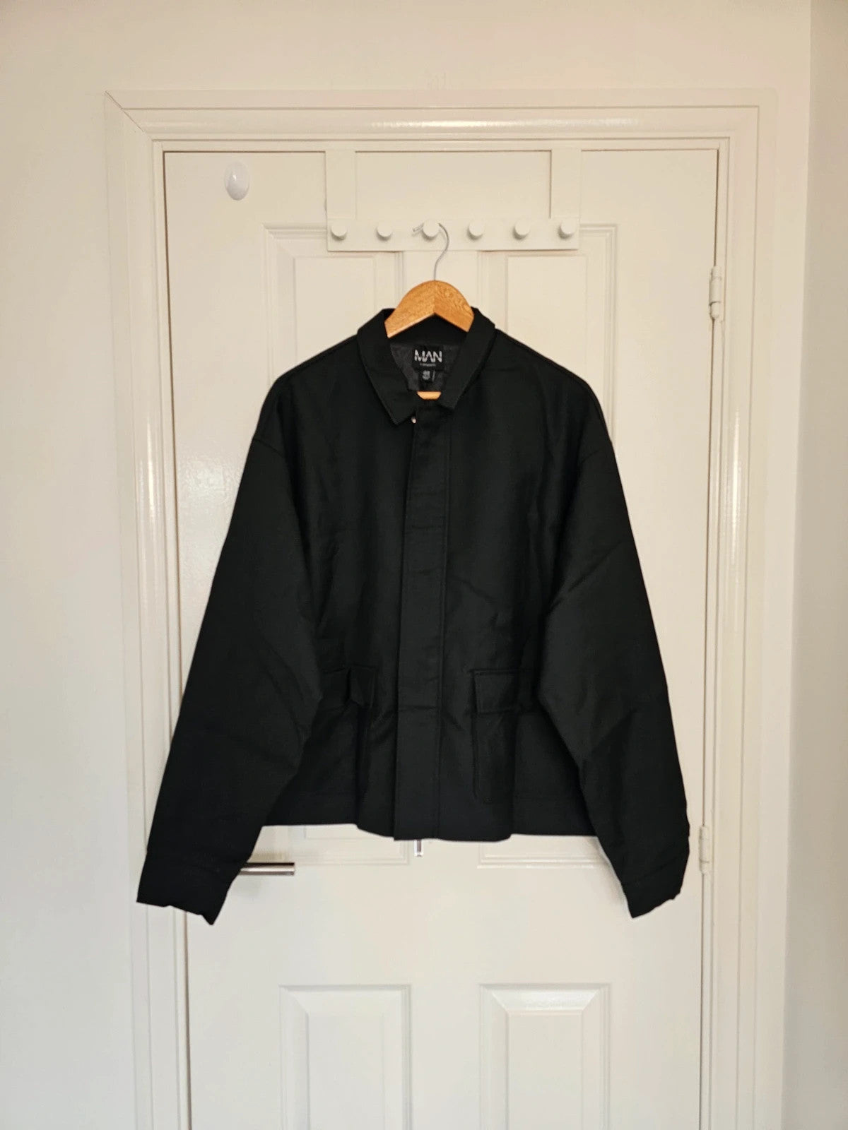 BoohooMan tailored harrington jacket regular suit utility jacket plain black L/UK40