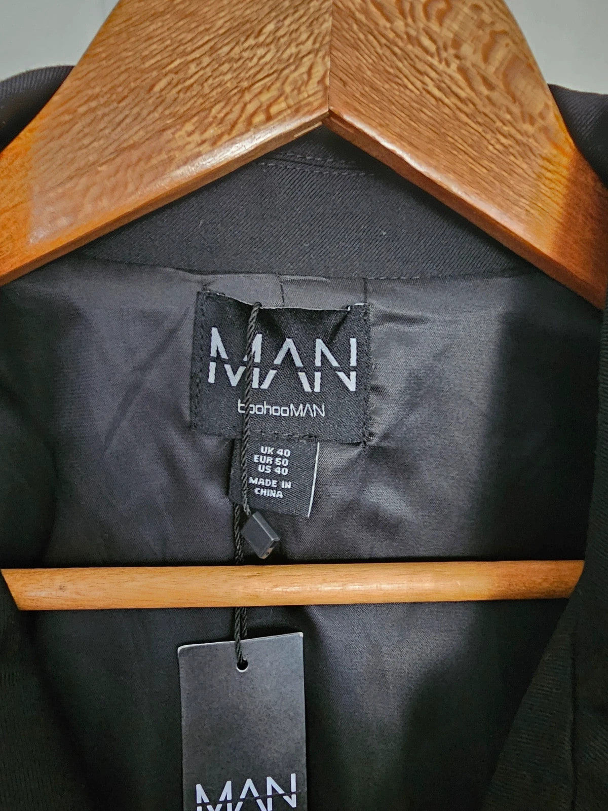 BoohooMan tailored harrington jacket regular suit utility jacket plain black L/UK40