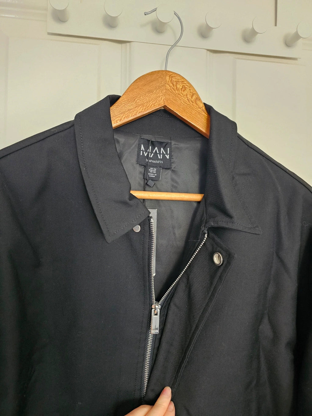 BoohooMan tailored harrington jacket regular suit utility jacket plain black L/UK40