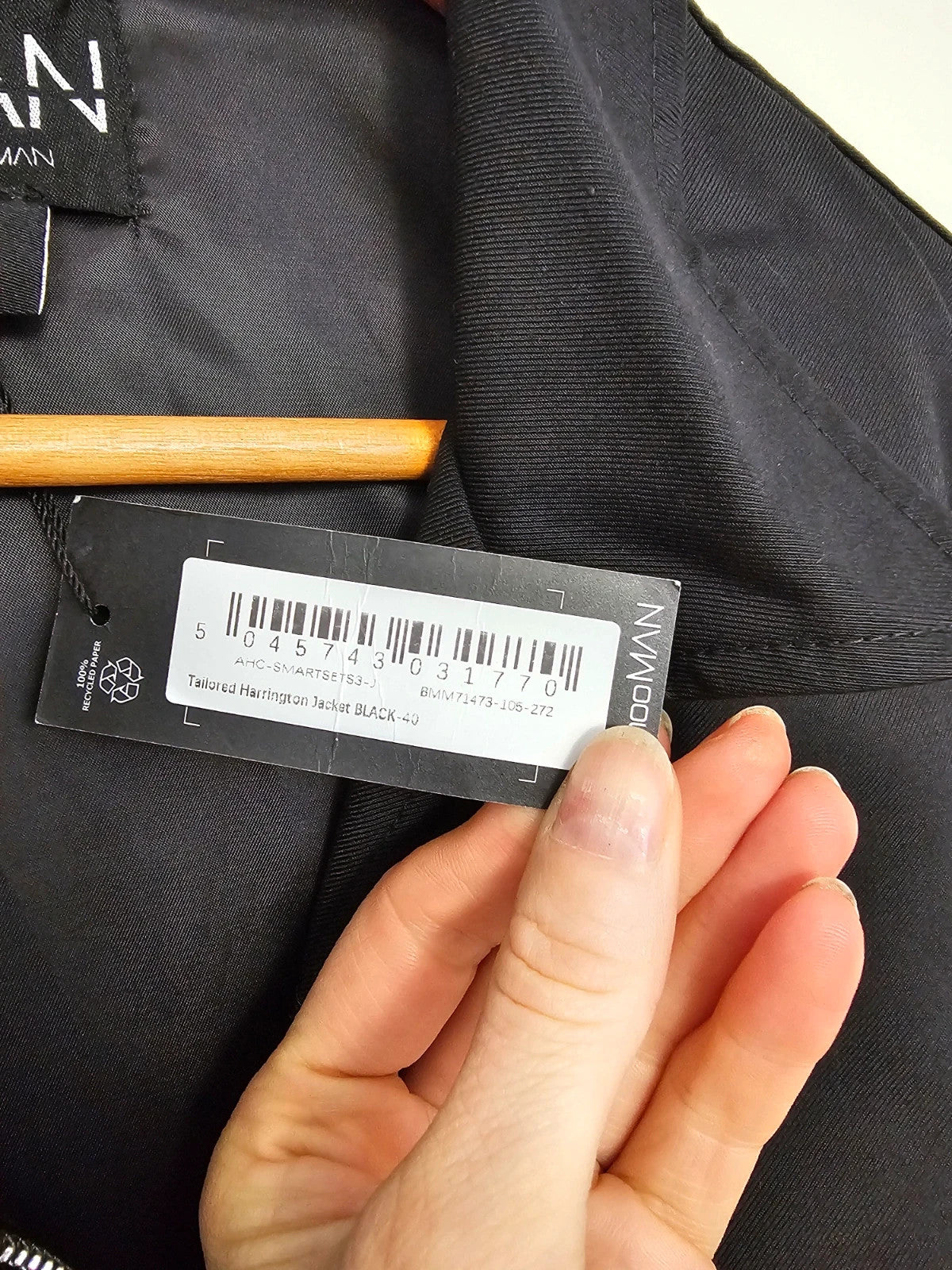 BoohooMan tailored harrington jacket regular suit utility jacket plain black L/UK40