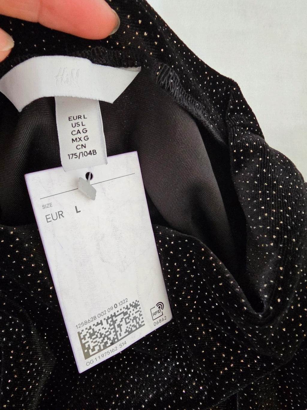 H&M women shoulder pad mini dress long sleeve draped mock/turtleneck black/glittery L
