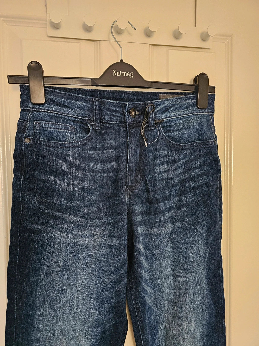 TU Clothing men mid rise straight leg jeans cotton dark wash blue denim trousers regular L30/W28
