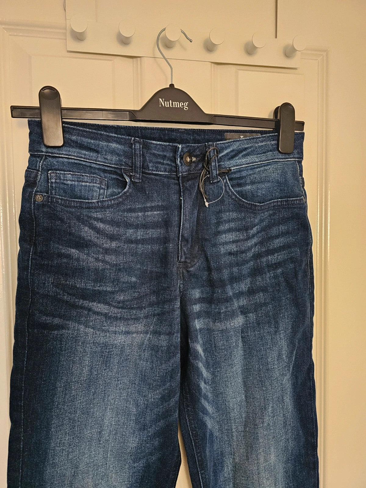 TU Clothing men mid rise straight leg jeans cotton dark wash blue denim trousers regular L30/W28