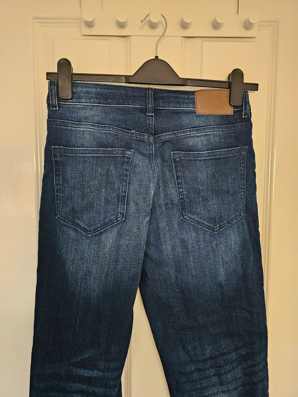 TU Clothing men mid rise straight leg jeans cotton dark wash blue denim trousers regular L30/W28