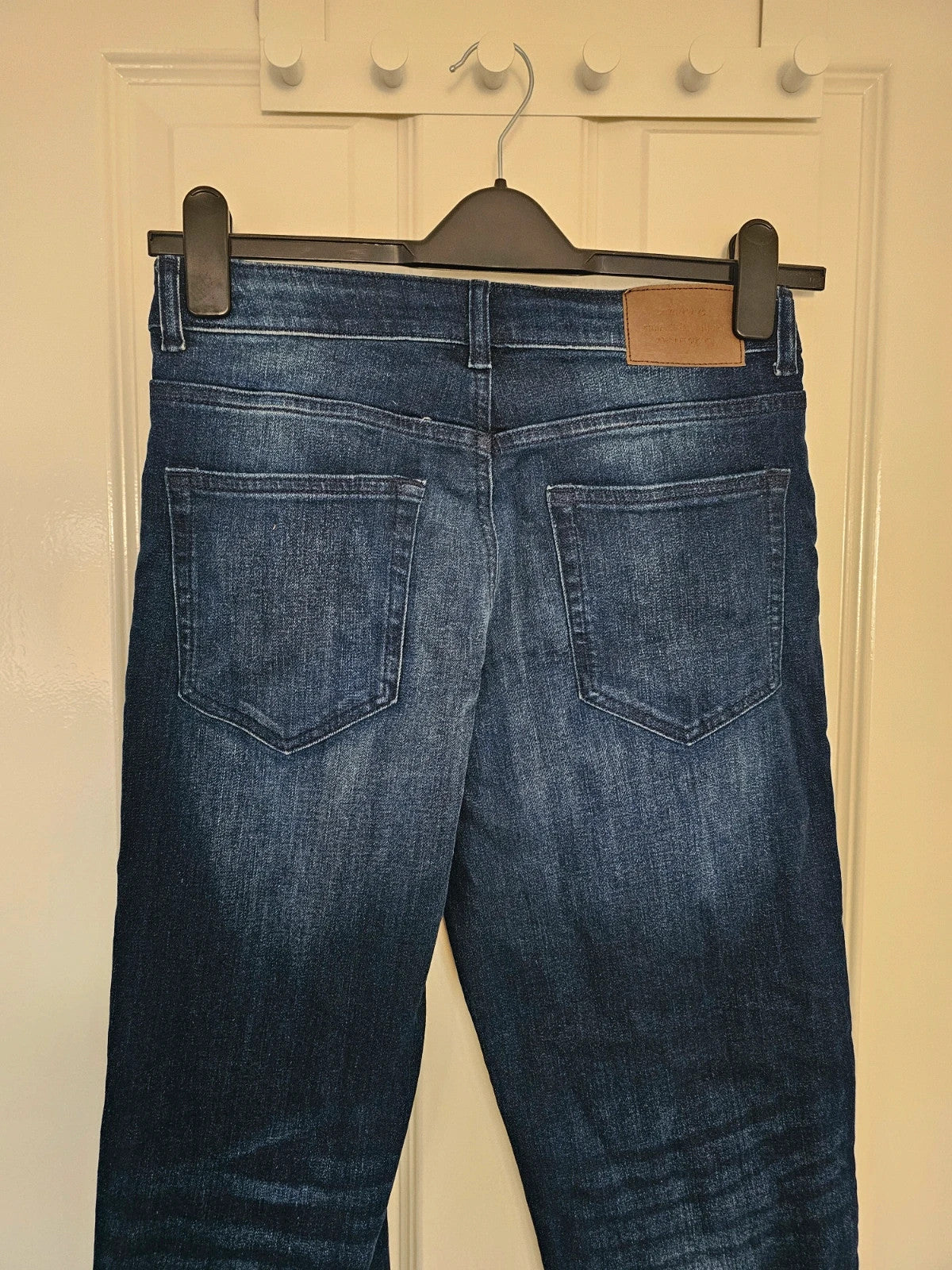 TU Clothing men mid rise straight leg jeans cotton dark wash blue denim trousers regular L30/W28