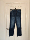 TU Clothing men mid rise straight leg jeans cotton dark wash blue denim trousers regular L30/W28
