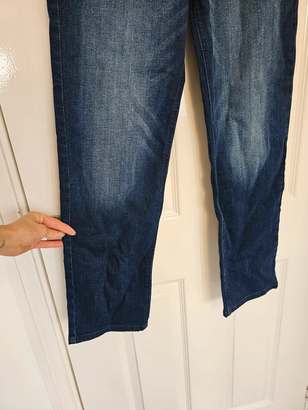 TU Clothing men mid rise straight leg jeans cotton dark wash blue denim trousers regular L30/W28