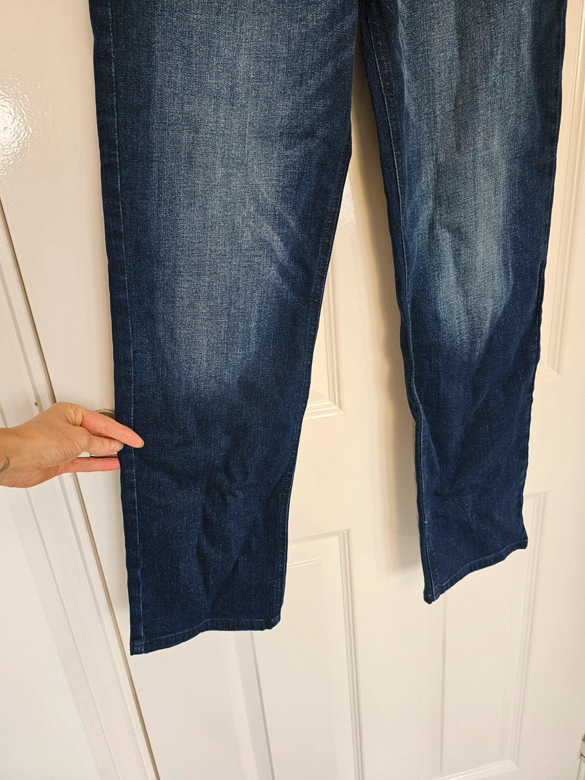 TU Clothing men mid rise straight leg jeans cotton dark wash blue denim trousers regular L30/W28