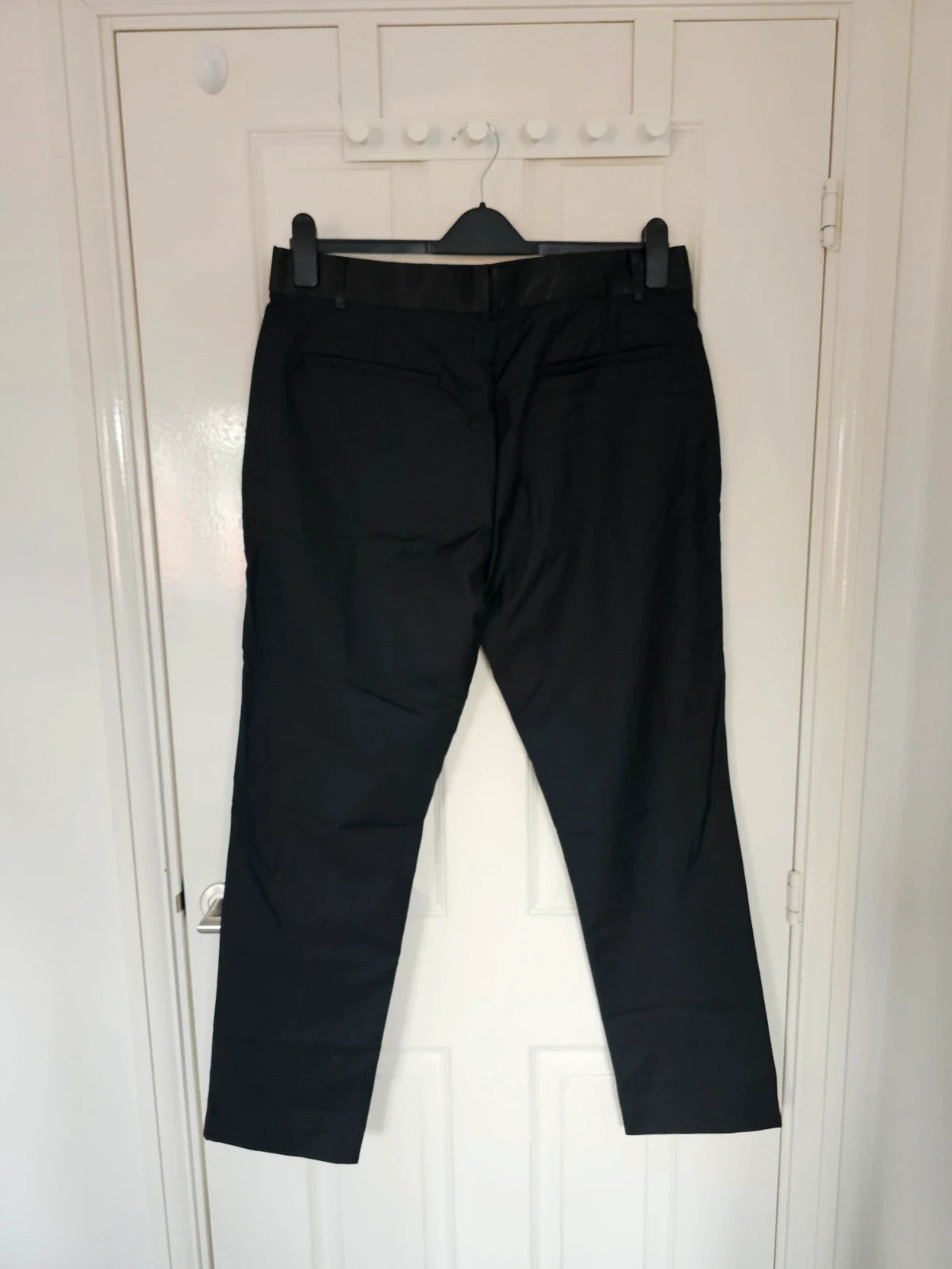 BoohooMan black slim fit tuxedo suit trousers tapered satin waist formal office 2XL