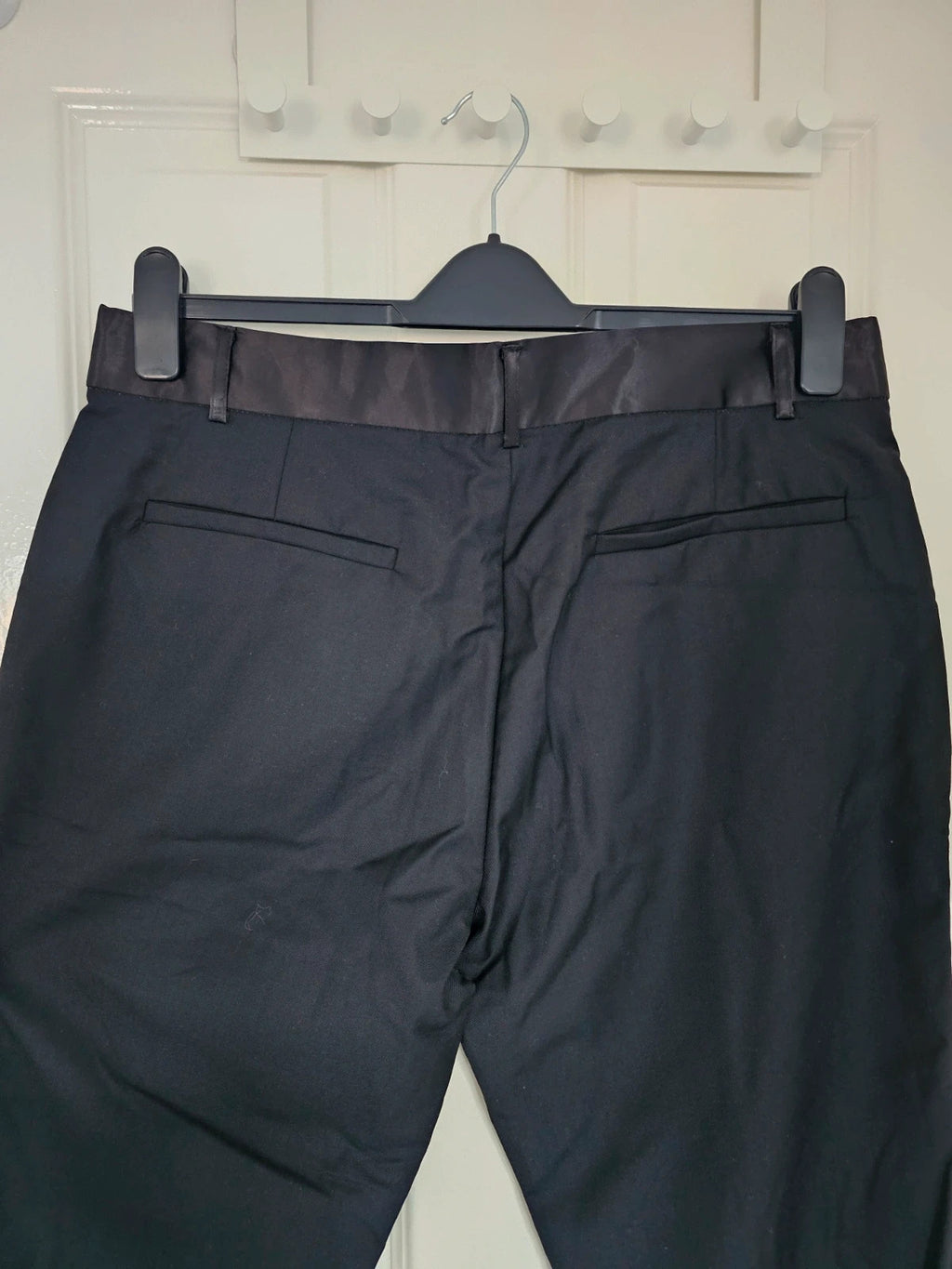 BoohooMan black slim fit tuxedo suit trousers tapered satin waist formal office 2XL
