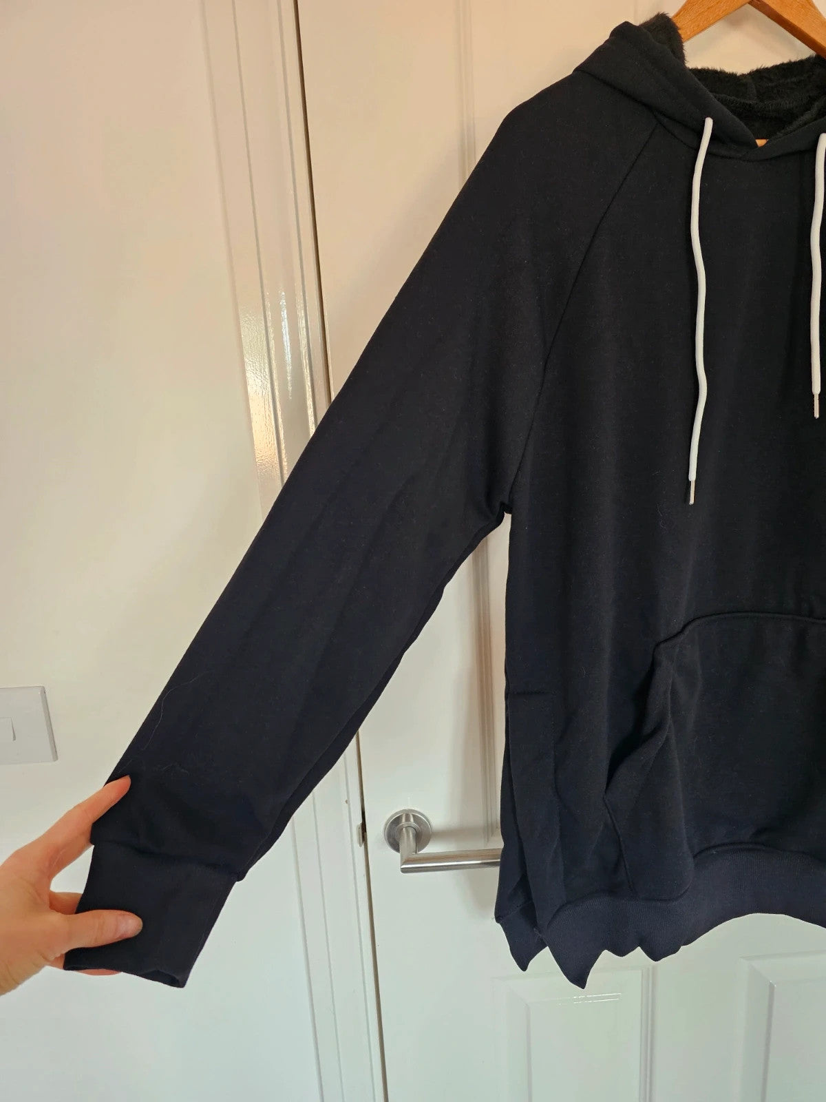 The Warmy women oversized hoodie dress blanket fleece inside cotton black L/12