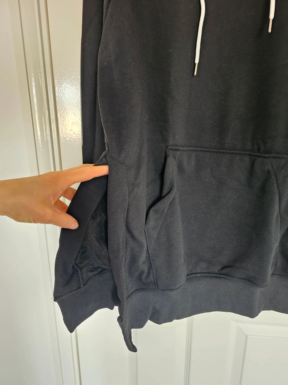 The Warmy women oversized hoodie dress blanket fleece inside cotton black L/12