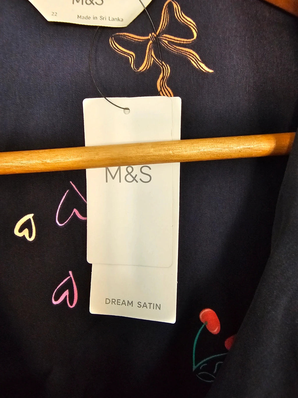 M&S women dream satin long sleeve pyjamas shirt regular front buttons nightwear top navy 5XL/22