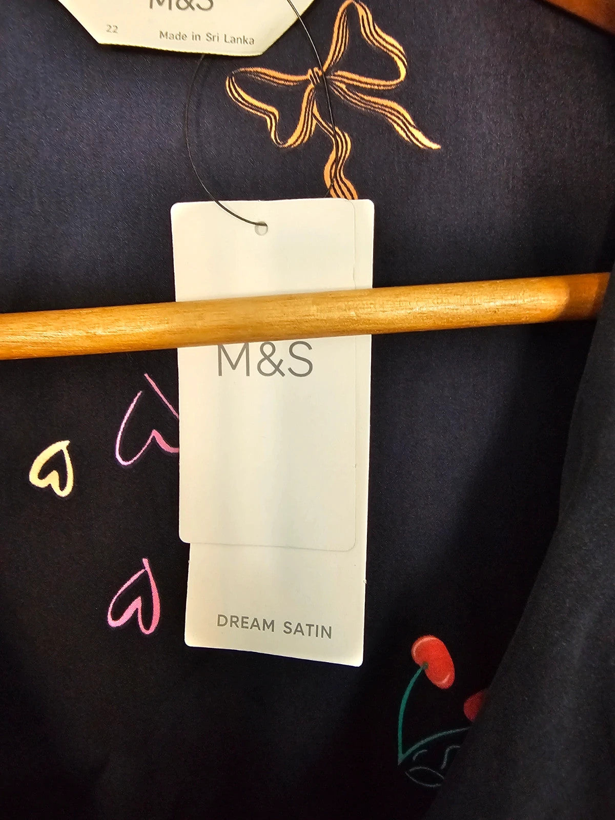 M&S women dream satin long sleeve pyjamas shirt regular front buttons nightwear top navy 5XL/22