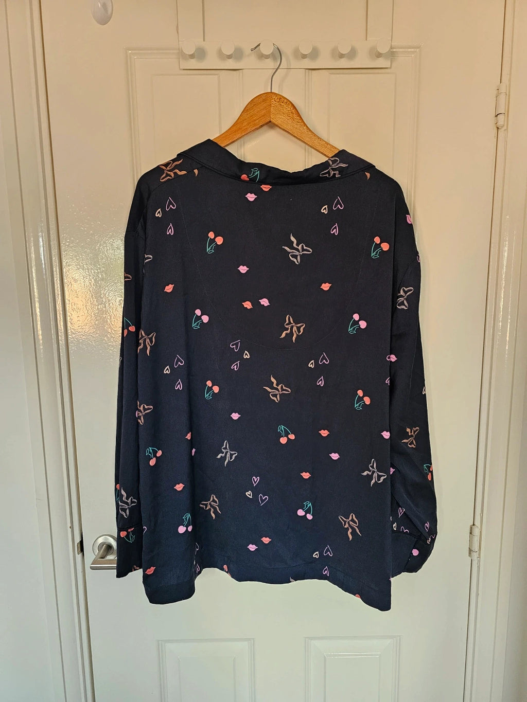 M&S women dream satin long sleeve pyjamas shirt regular front buttons nightwear top navy 5XL/22