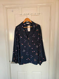 M&S women dream satin long sleeve pyjamas shirt regular front buttons nightwear top navy 5XL/22