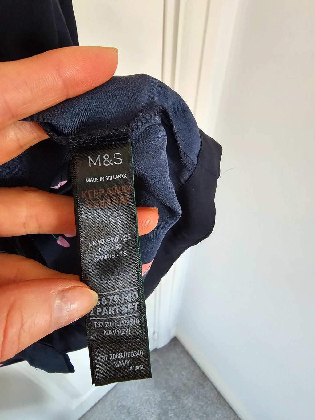 M&S women dream satin long sleeve pyjamas shirt regular front buttons nightwear top navy 5XL/22