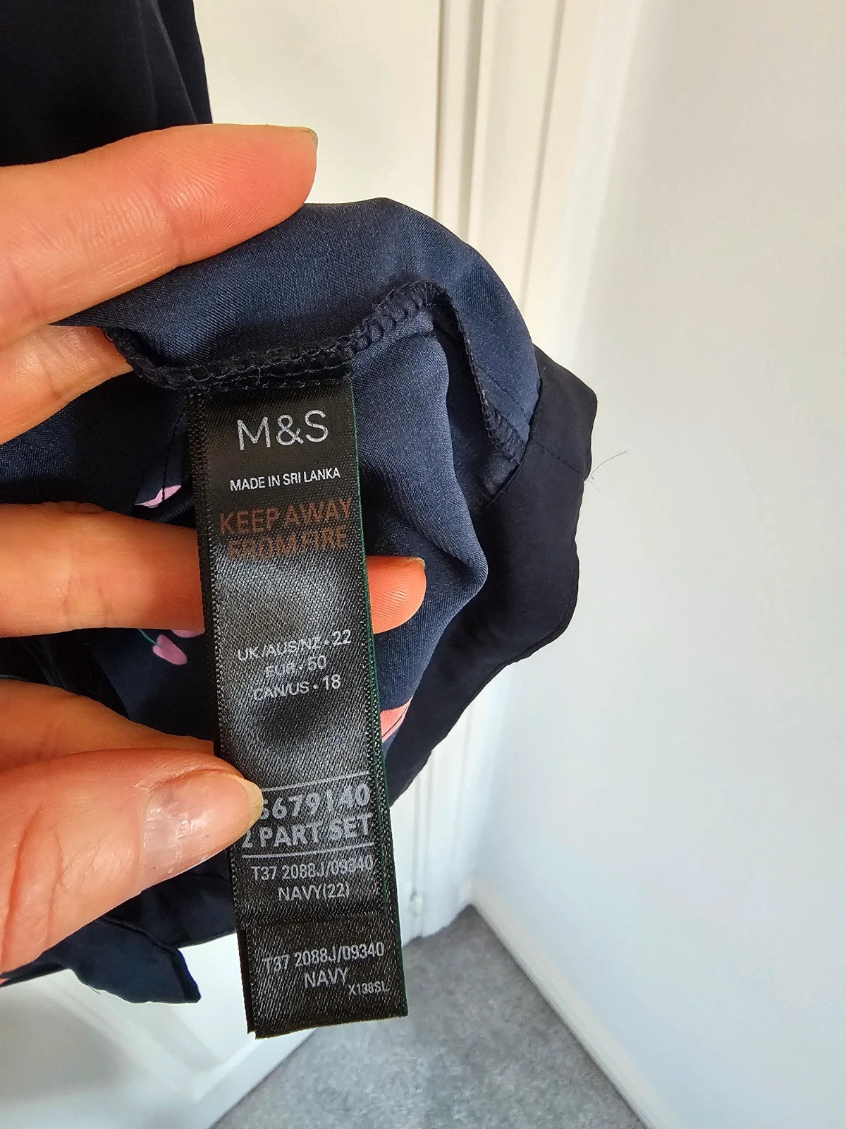 M&S women dream satin long sleeve pyjamas shirt regular front buttons nightwear top navy 5XL/22