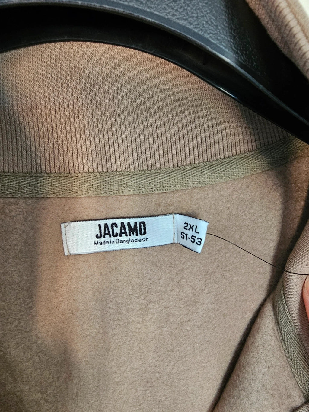 Jacamo men quarters zipper high neck jumper cotton blend pullover casual beige 2XL