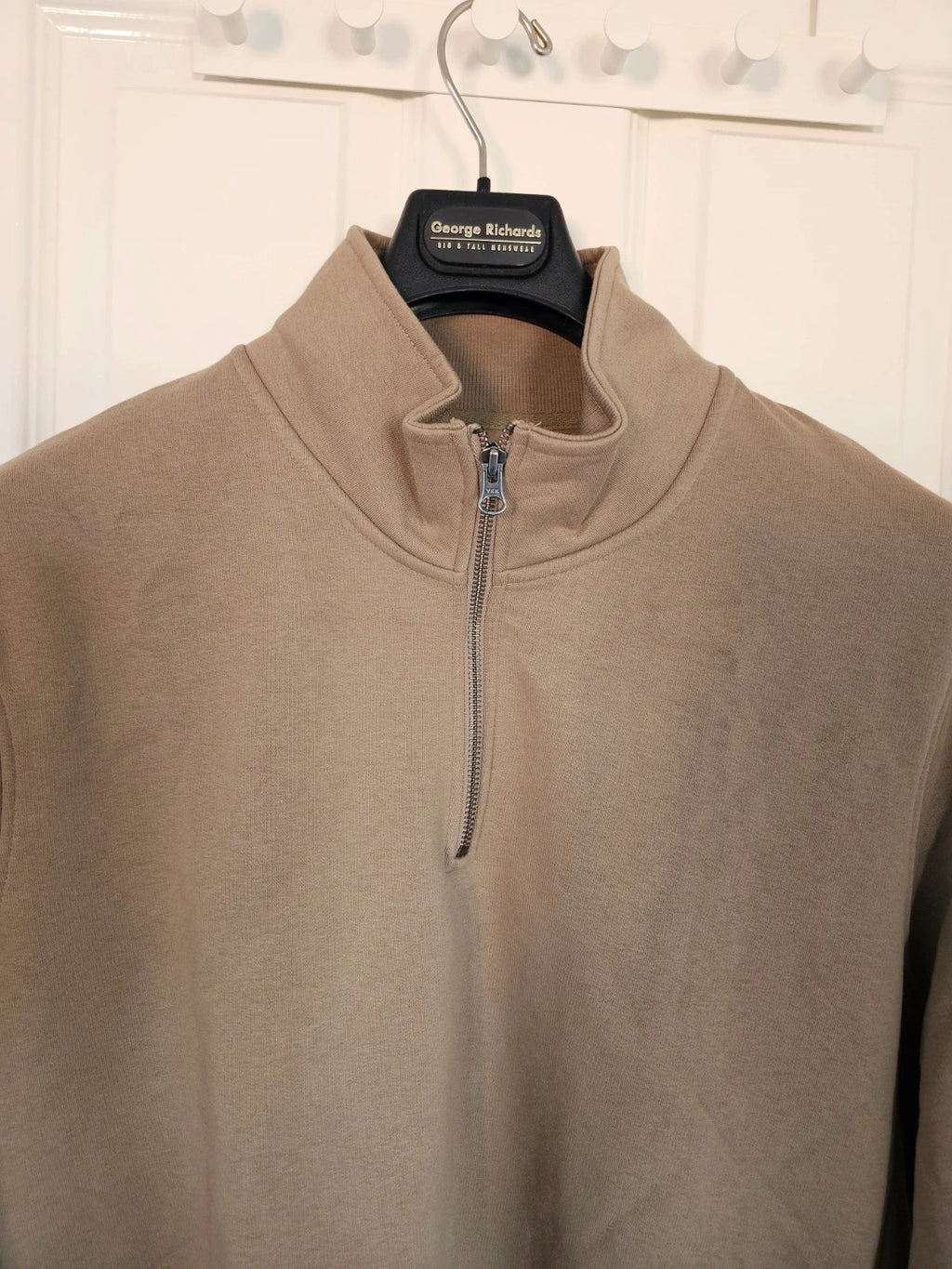 Jacamo men quarters zipper high neck jumper cotton blend pullover casual beige 2XL