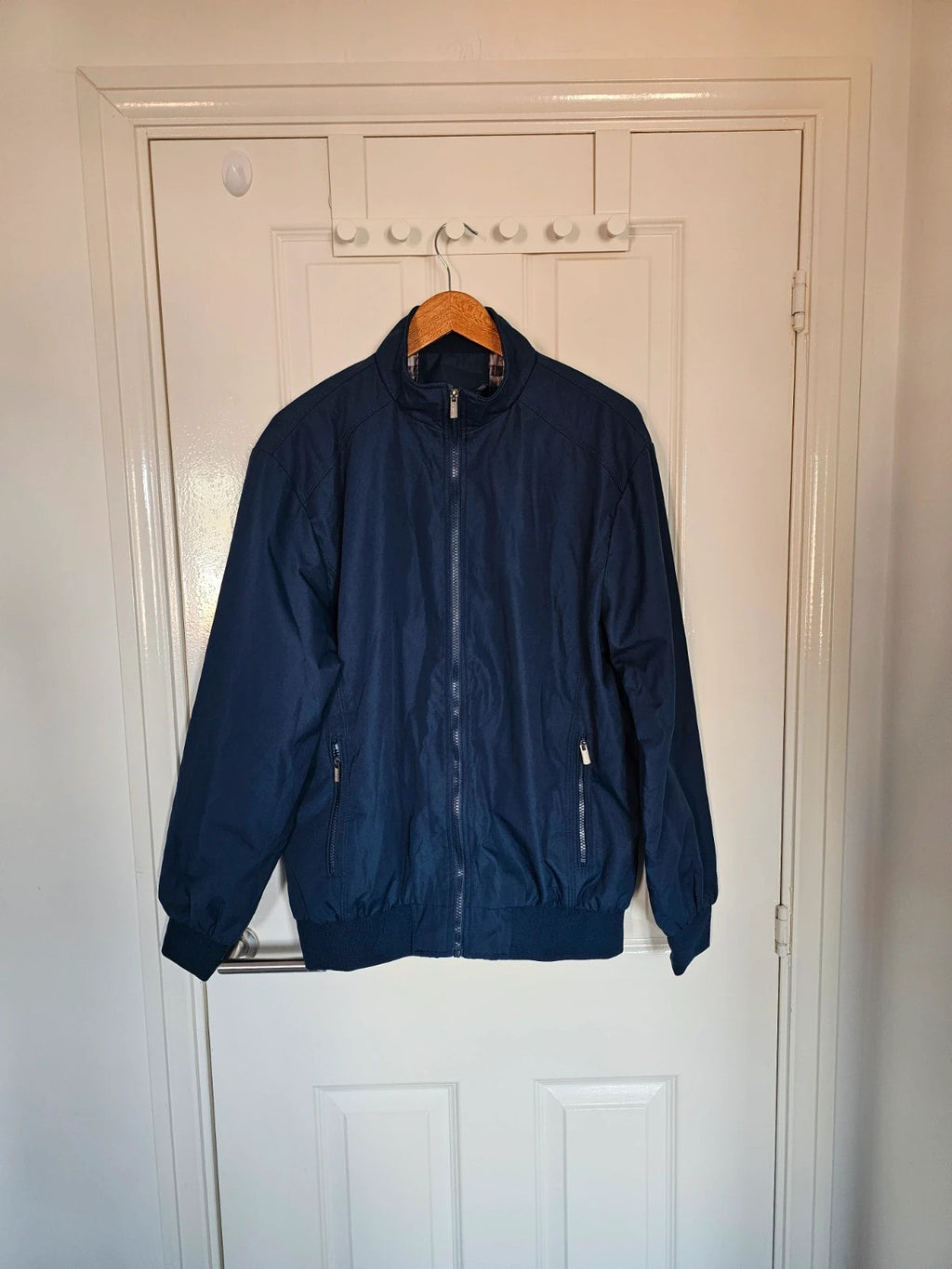Shein men aviator bomber jacket lightweight breathable full zip casual navy L