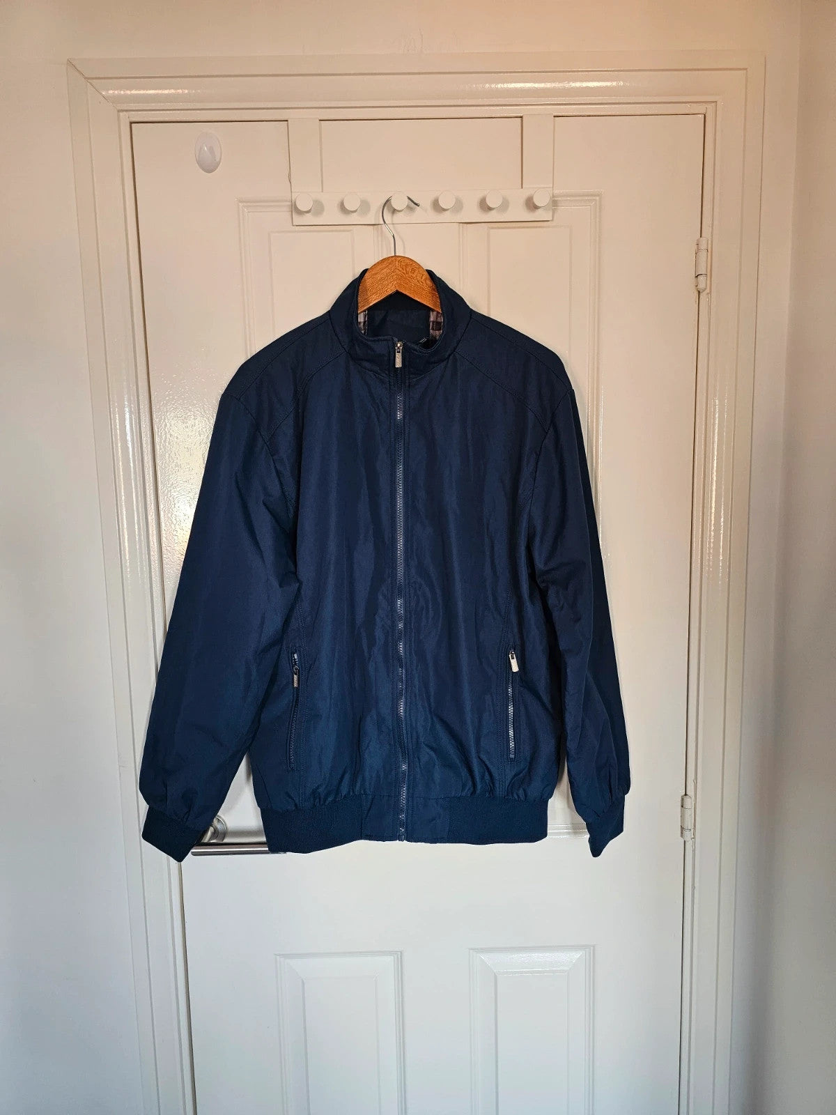 Shein men aviator bomber jacket lightweight breathable full zip casual navy L