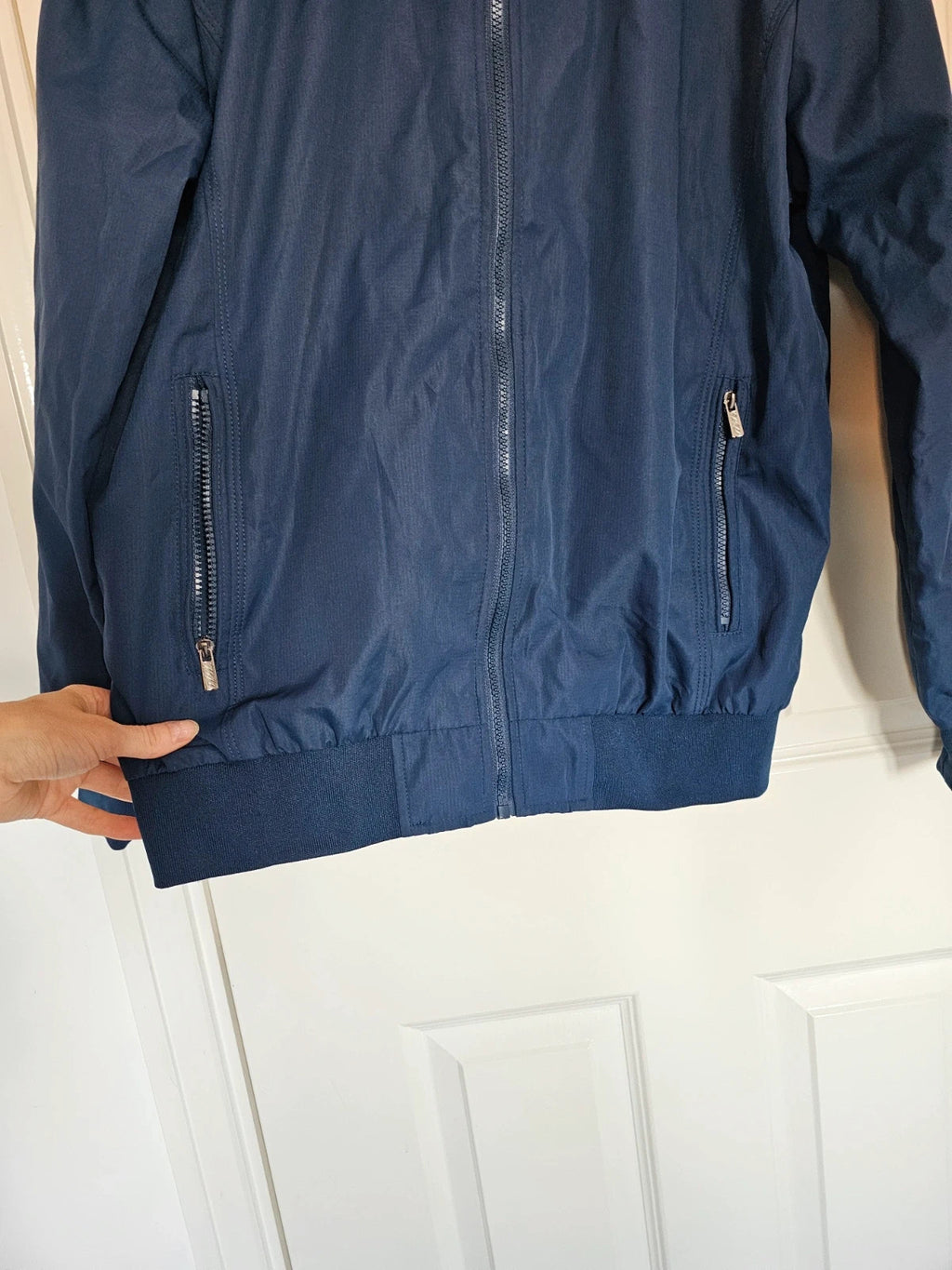 Shein men aviator bomber jacket lightweight breathable full zip casual navy L