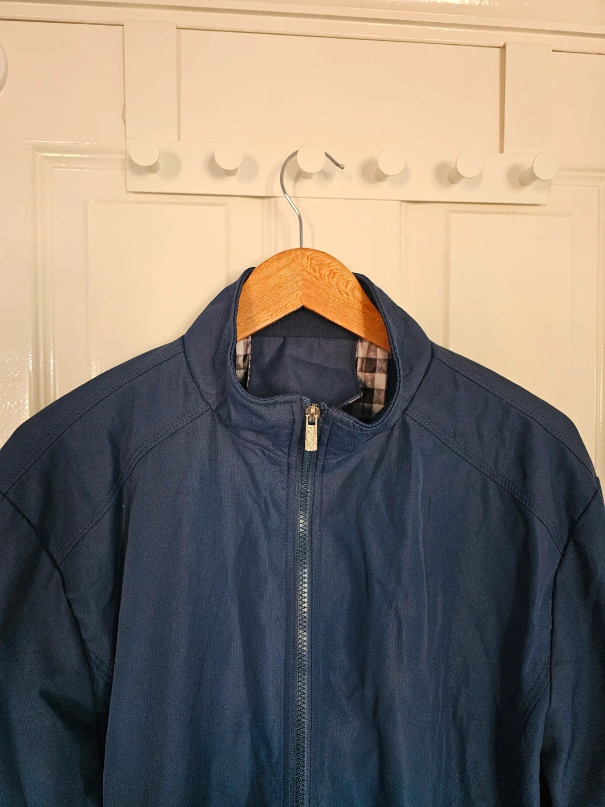 Shein men aviator bomber jacket lightweight breathable full zip casual navy L