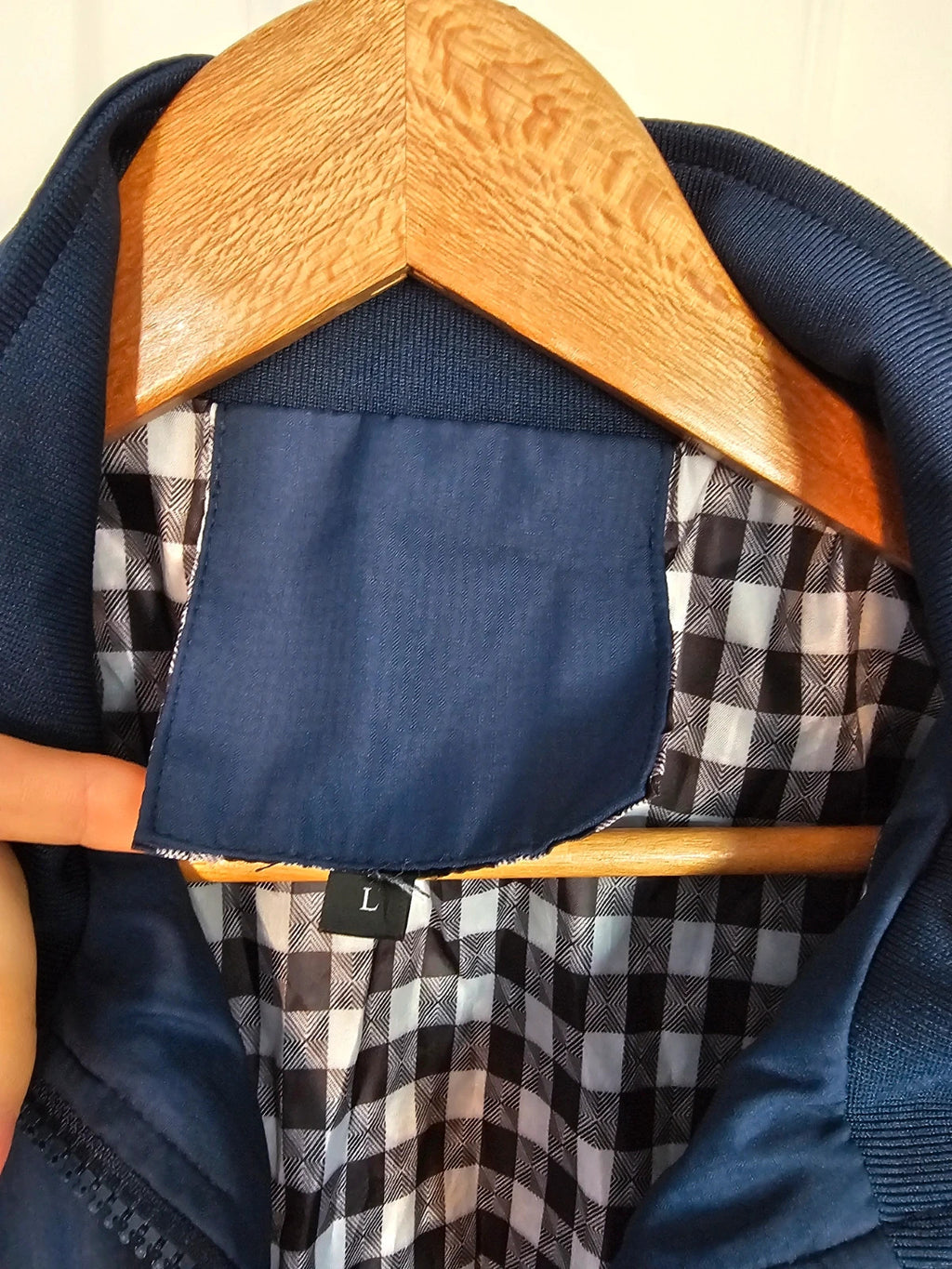 Shein men aviator bomber jacket lightweight breathable full zip casual navy L