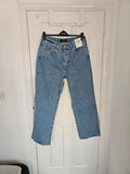 A&F men baggy jeans wide straight leg rigid denim cotton relaxed 90s casual blue XL/W36
