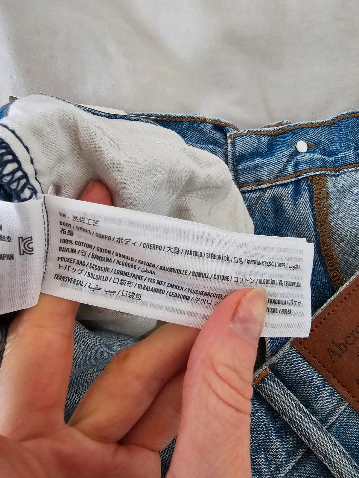 A&F men baggy jeans wide straight leg rigid denim cotton relaxed 90s casual blue XL/W36