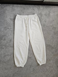 Generic women waffle joggers elastic waist sweatpants casual warm white XL/14