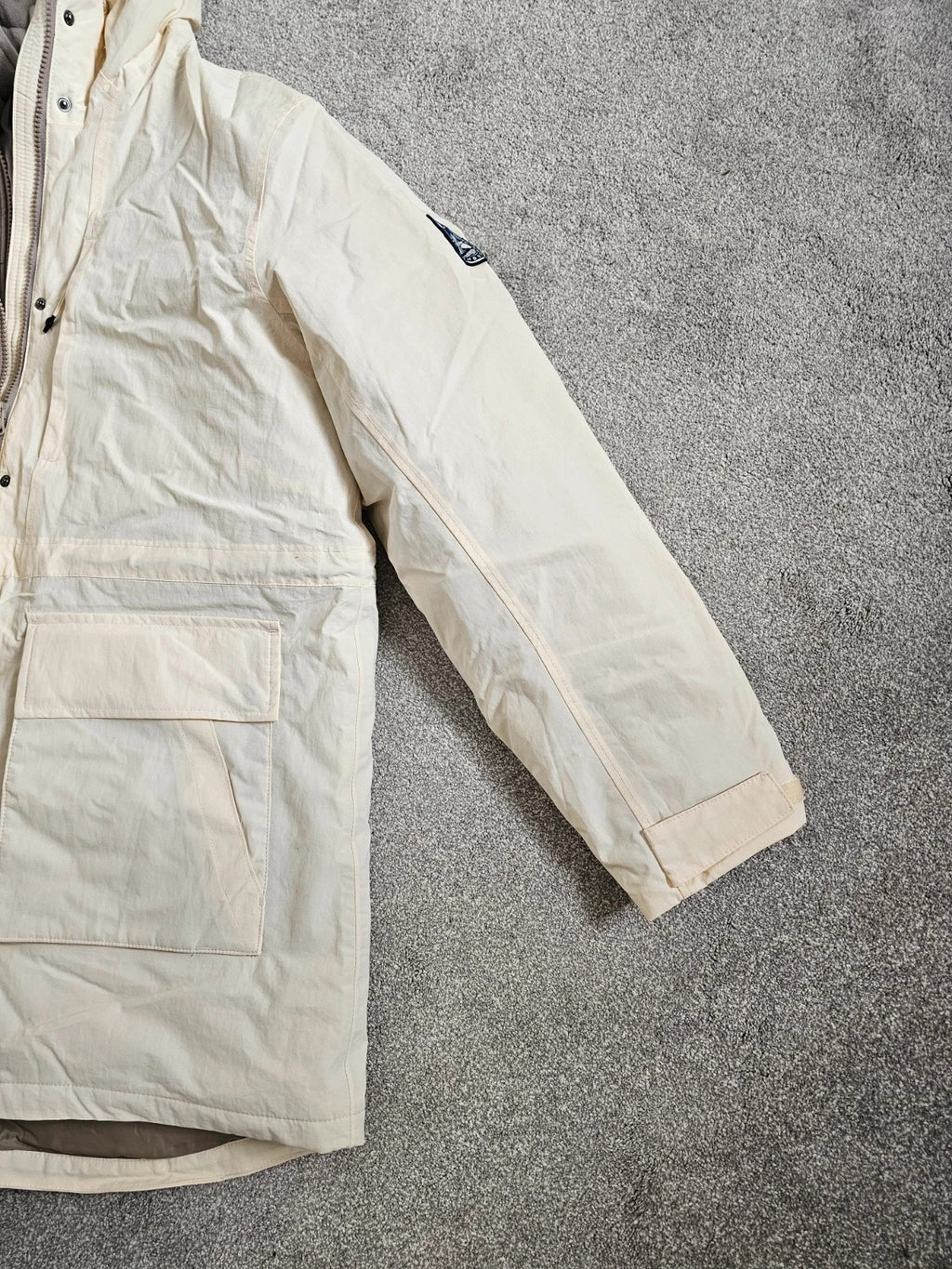 Lands'End Women's Squall Waterproof Insulated 3 in 1 Winter Parka Coat Long Jacket Hood Cream XL/14